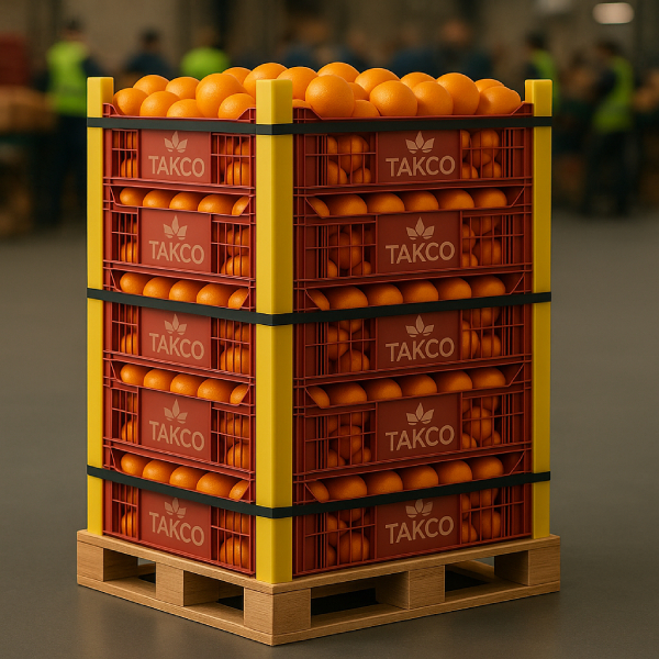 نبشی پلاستیکی در پالت بندی میوه صادراتی