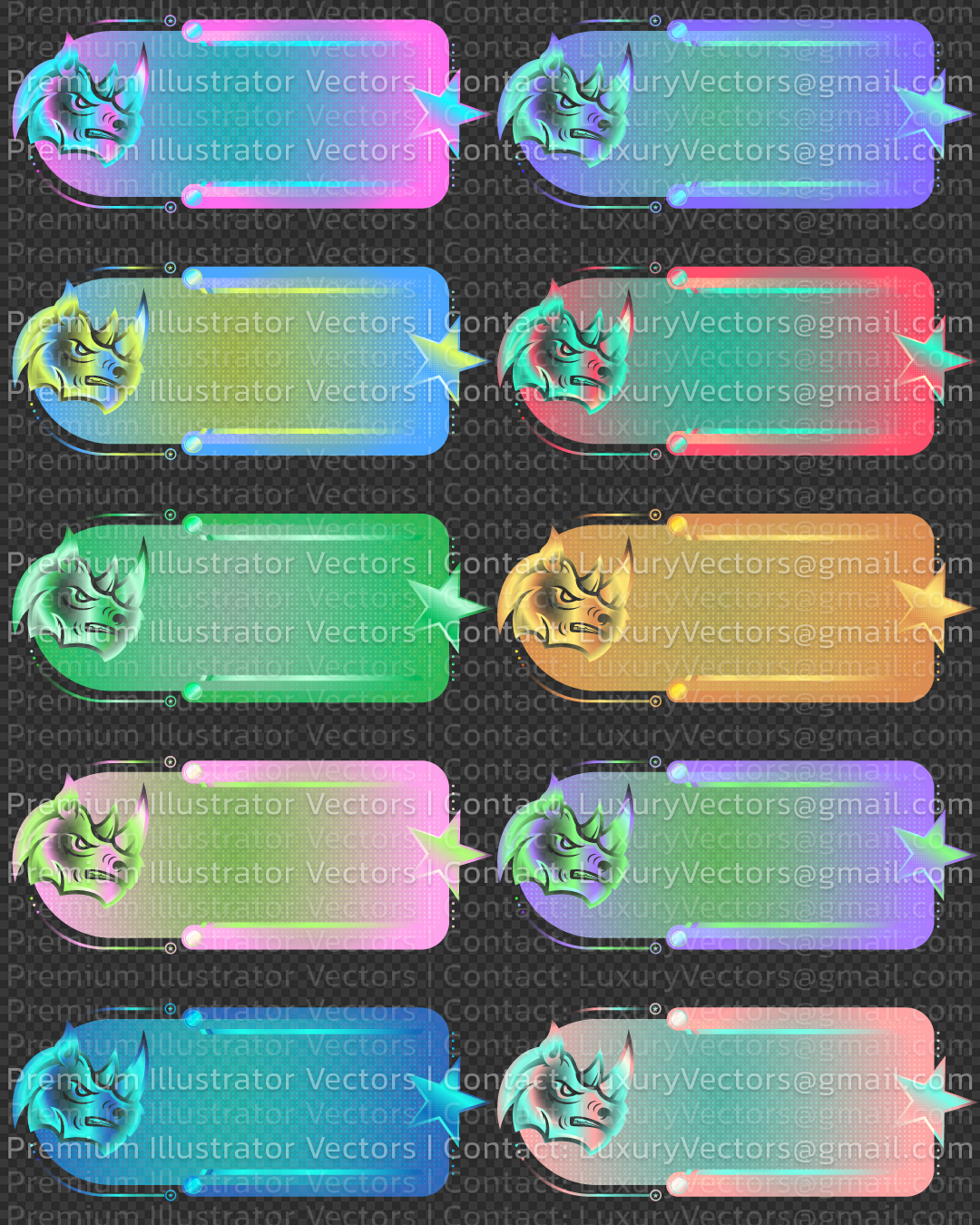 طرحای گیمینگ تکست باکس های فانتزی با لوگوی سر کرگدن کاور گیم بازی 