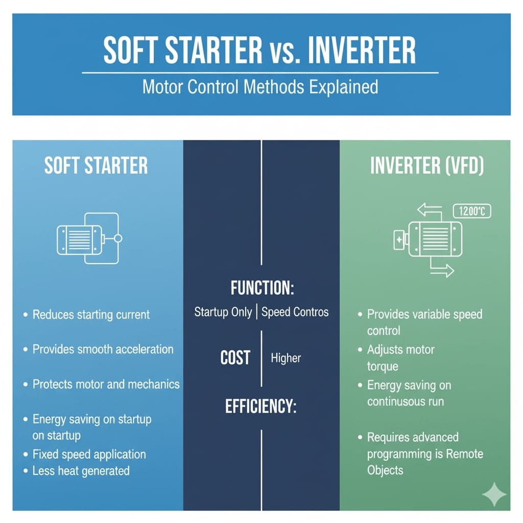 سافت استارتر چیست و چه تفاوتی با اینورتر دارد؟ راهنما