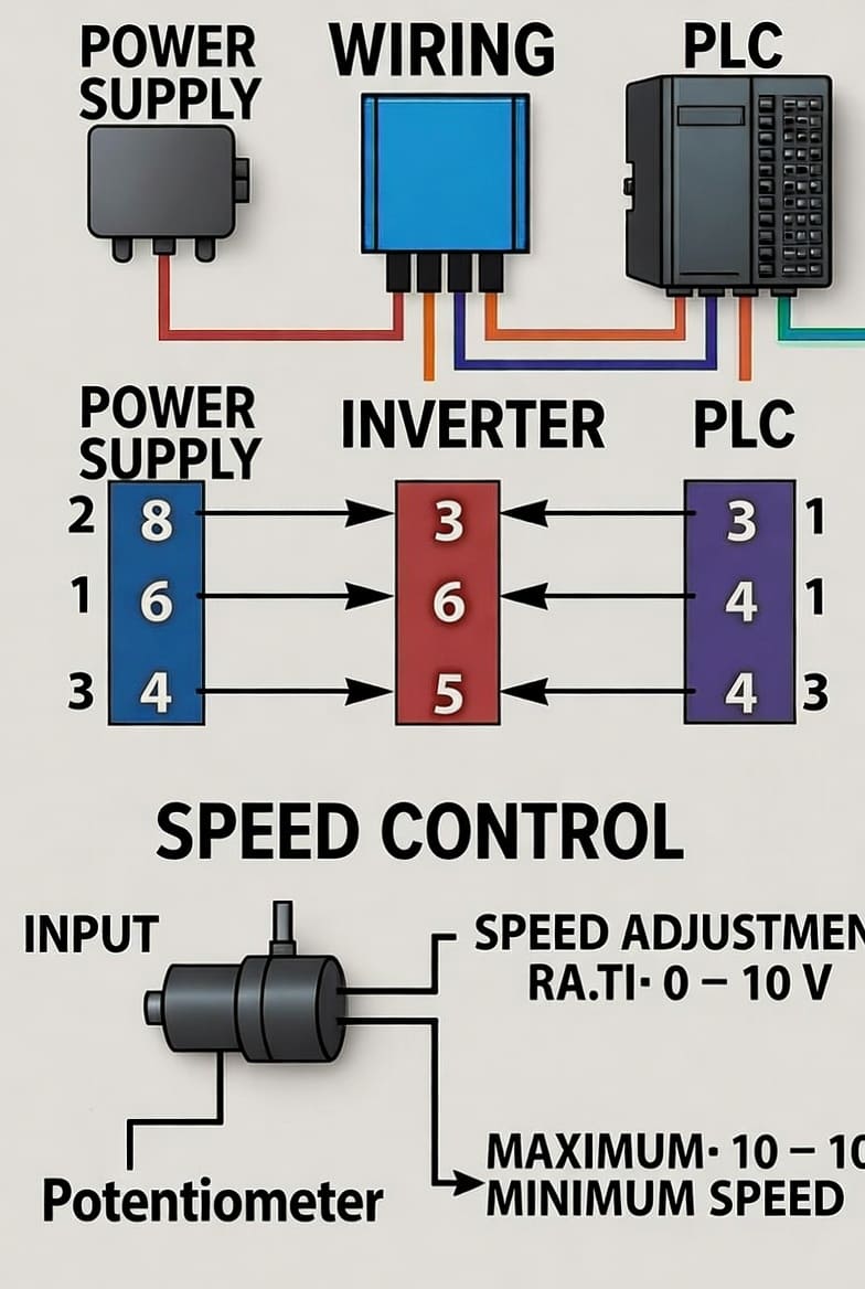 اتصال اینورتر به PLC: راهنمای جامع سیم‌کشی و کنترل سرعت
