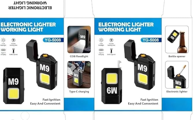 فندک باتری لتیومی چراغ دار ام9 فندک باتری لتیومی چراغ دار ام9