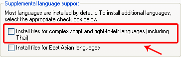 Install files for complex script and right-to-left languages