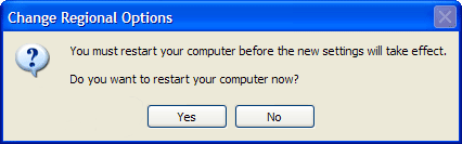 Change Regional Options