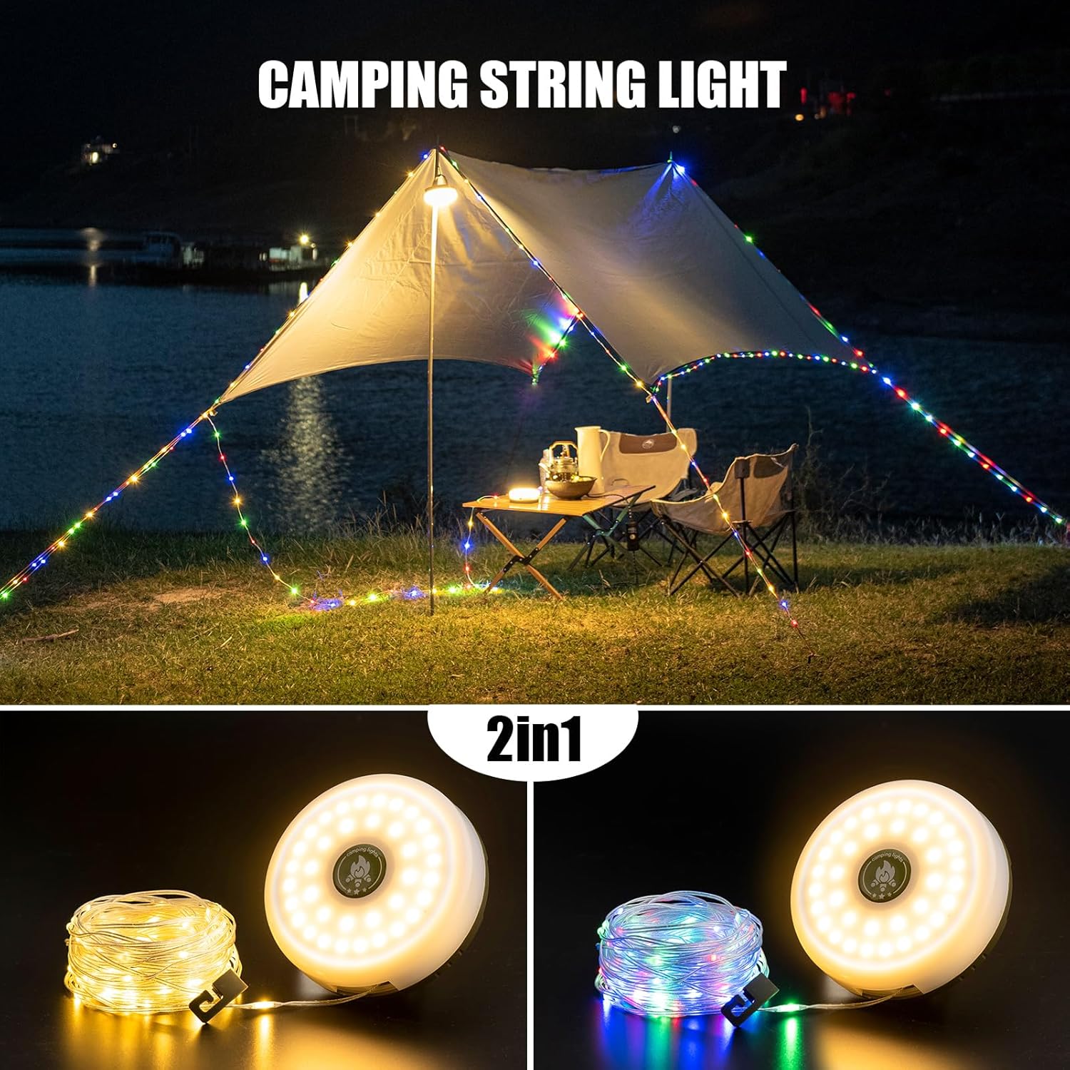 لامپ شارژی کمپی سولار CAMPING STRING LIGHT SOLAR