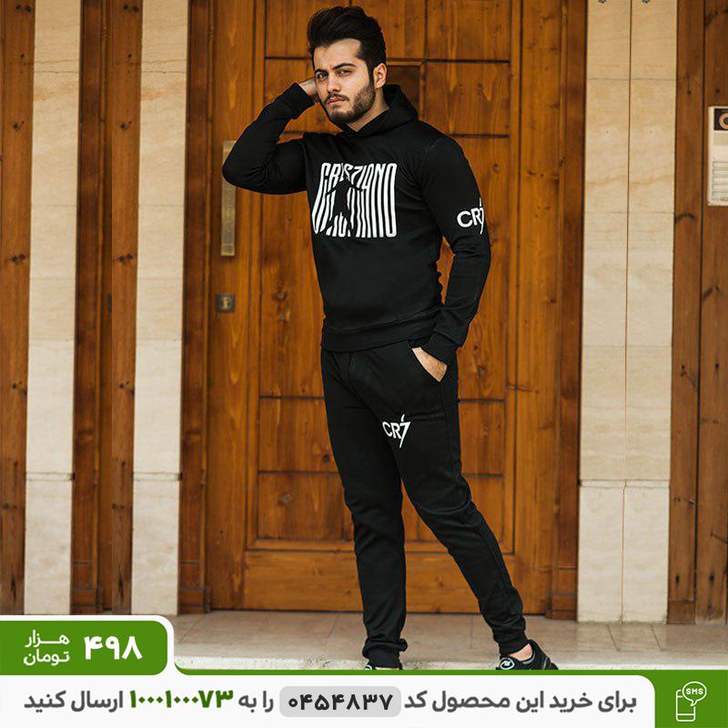 ست سویشرت و شلوار مردانه کریستیانو رونالدو 7 رنگ مشکی ست سویشرت و شلوار مدل CR7 (مشکی)