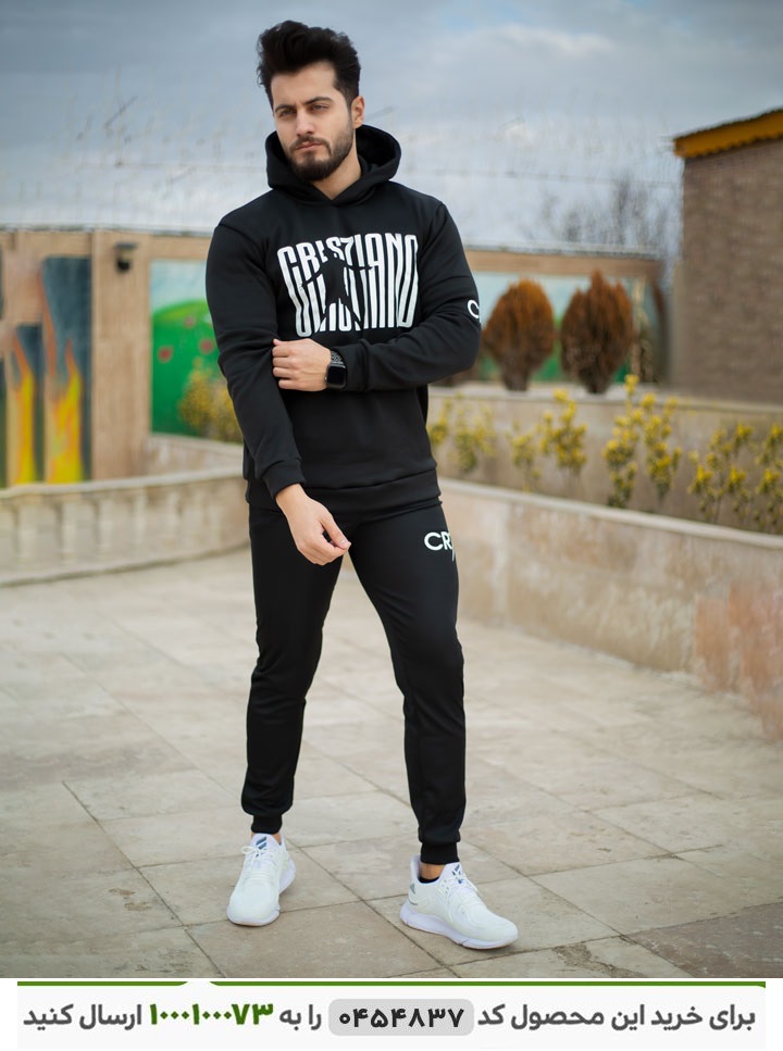 ست سویشرت و شلوار مردانه کریستیانو رونالدو 7 رنگ مشکی ست سویشرت و شلوار مدل CR7 (مشکی)