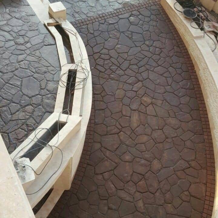 مالون قهوه ای دماوند برای رمپ پارکینگ با سنگهای طبیعی پیمانکار سنگ ورقه ای نادری با تهیه مصالح 