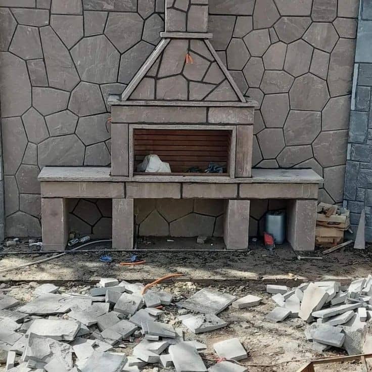 باربیکیو سنگی مدرن و کلاسیک در همدان پیمانکار سنگ ورقه ای برای باربیکیو سنگی مدرن زیبا و دیدنی 