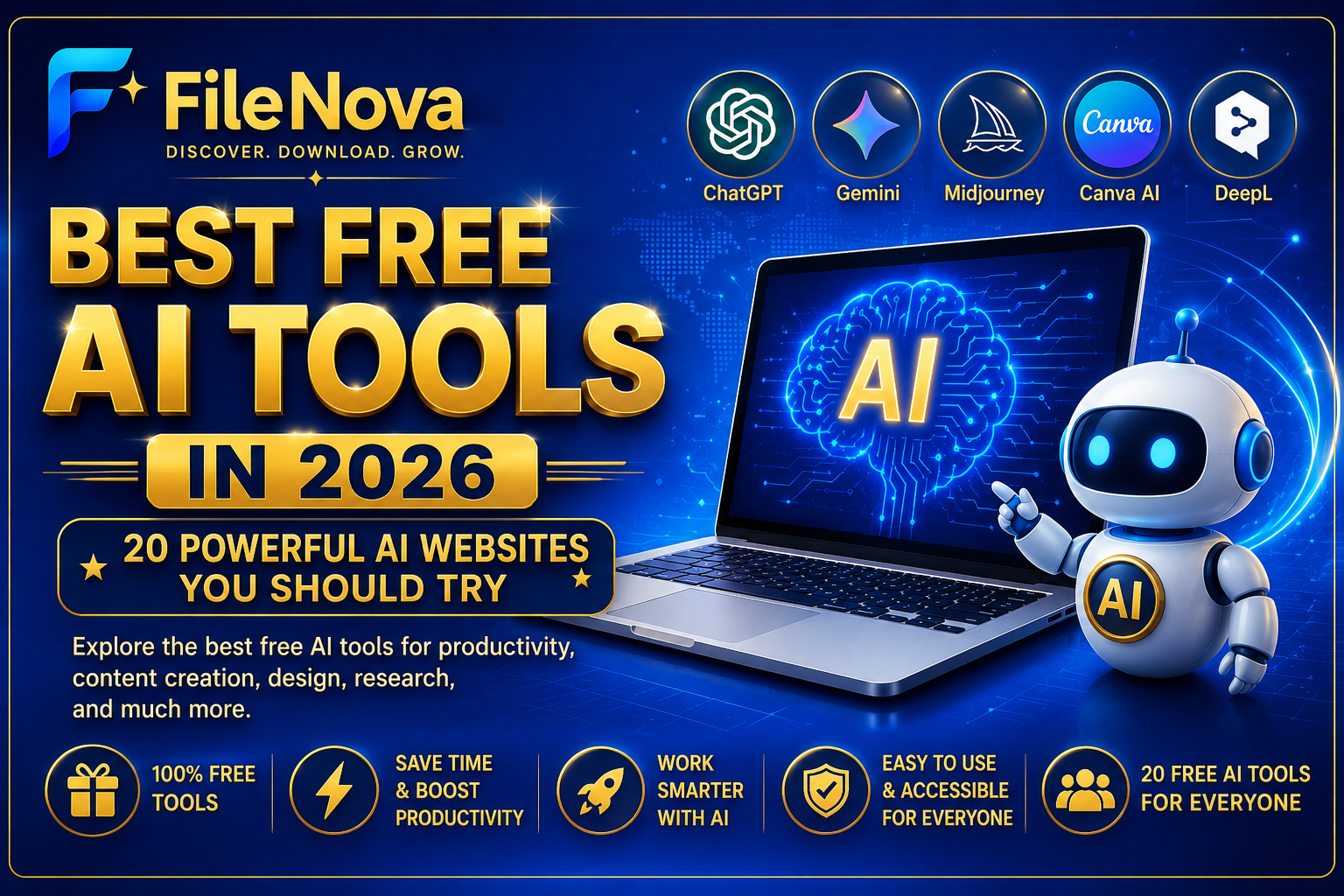 Best Free AI Tools in 2026: 20 Powerful AI Websites You Should Try