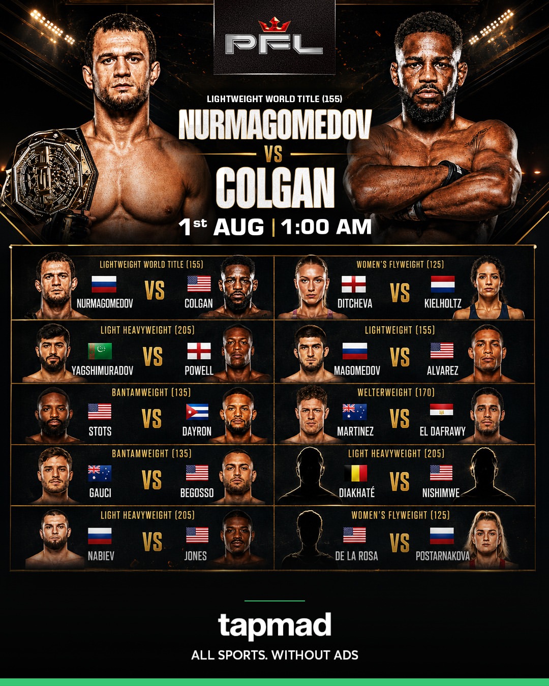 دانلود رویداد ام ام ای :   PFL New York: Nurmagomedov vs. Colgan